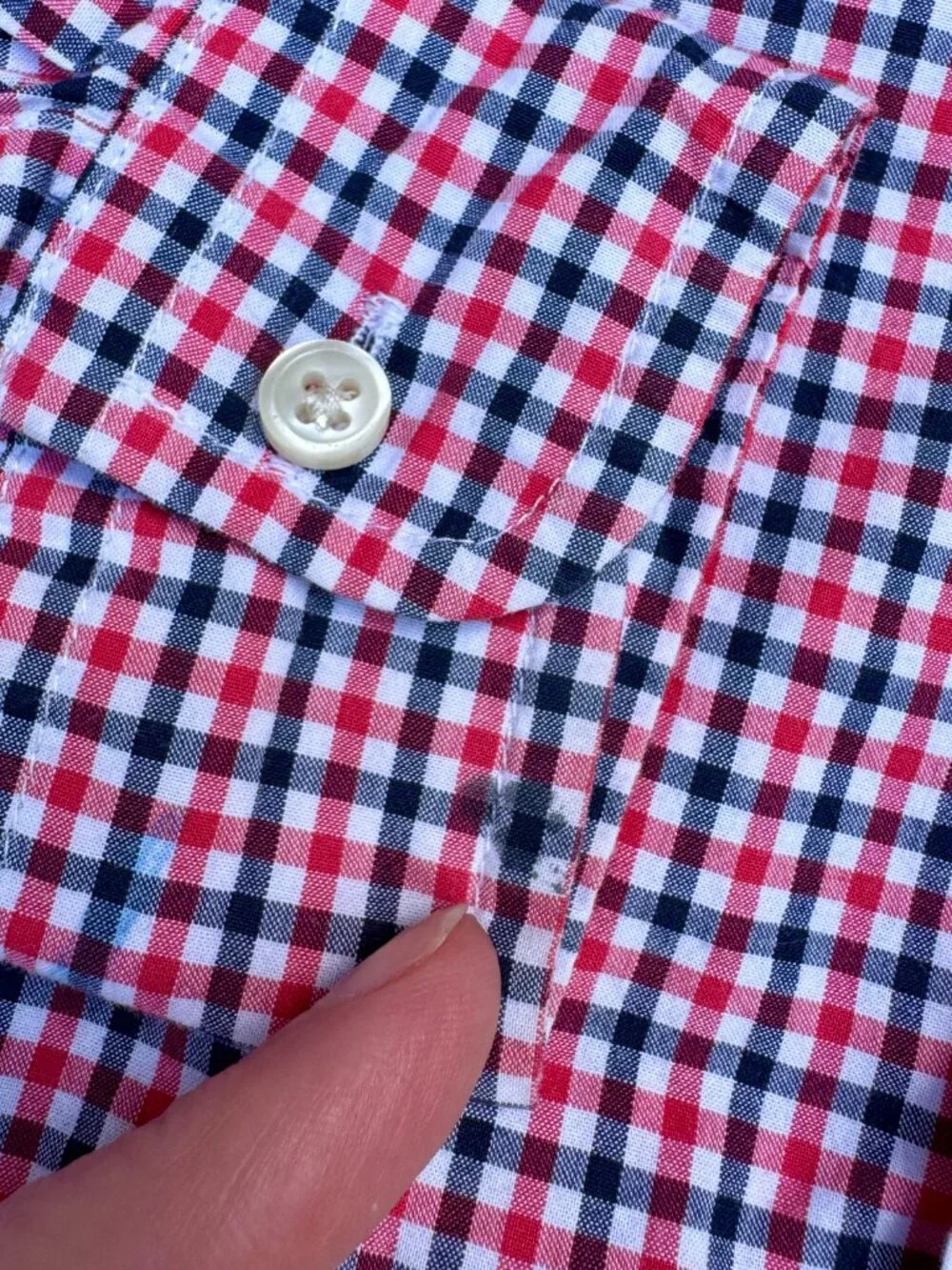 Ralph Lauren Button Down Shirt Boys Size 5 Red Navy Gingham Check Long Sleeve